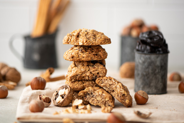 stack oatmeal cookies with dried fruits nuts 219795 69
